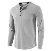Men's Waffle Crewneck Henley Shirt Lightweight Long Sleeve Stretchy Shirt Classic Pullover Undershirt Sweater (X-Large,Light Grey) view 2