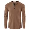 Men's Waffle Crewneck Henley Shirt Lightweight Long Sleeve Stretchy Shirt Classic Pullover Undershirt Sweater (X-Large,Khaki) view 1
