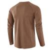 Men's Waffle Crewneck Henley Shirt Lightweight Long Sleeve Stretchy Shirt Classic Pullover Undershirt Sweater (X-Large,Khaki) view 3