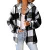 GOHRSHA Womens Plaid Shacket Fleece Sherpa Lined Jackets Hooded Long Sleeve Fuzzy Button Down Cardigan Trendy Winter Coats view 1