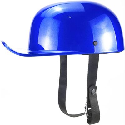 Baseball Style Motorcycle Half Helmet,DOT Approved Open Face Vintage Road Riding Street Scooter Skull Cap Bike ATV Helmet for Adults Men Women(Blue,Medium)