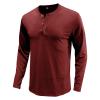 Men's Long Sleeve Basic Pullover Shirt Fashion Casual Stylish Henley Shirts Lightweight Soild Button T-Shirts (X-Large,Wine Red) view 1