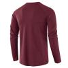 Men's Waffle Crewneck Henley Shirt Lightweight Long Sleeve Stretchy Shirt Classic Pullover Undershirt Sweater (X-Large,Wine Red) view 3