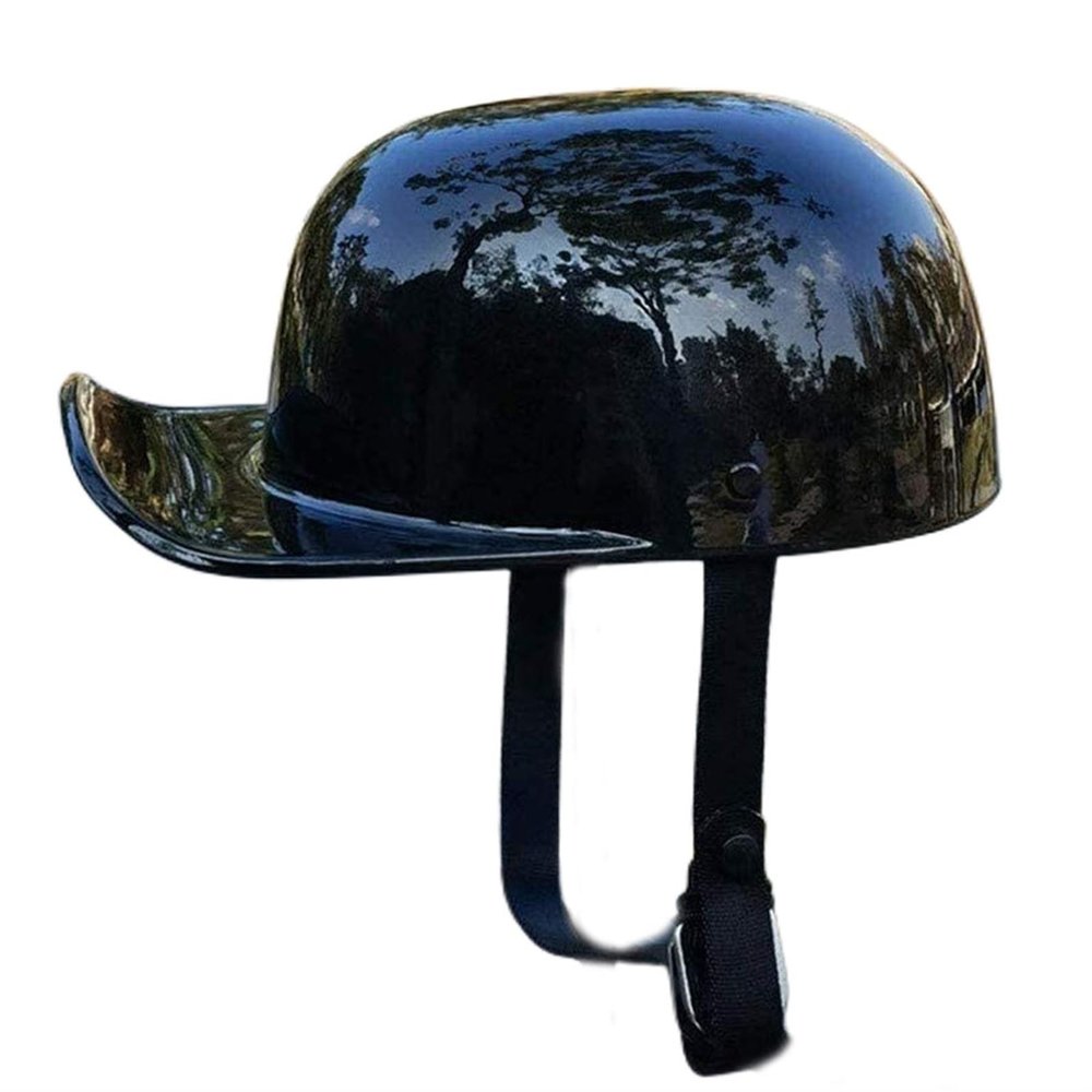 Baseball Style Motorcycle Half Helmet,DOT Approved Open Face Vintage Road Riding Street Scooter Skull Cap Bike ATV Helmet for Adults Men Women(Black A,Large)