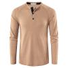 Men's Waffle Crewneck Henley Shirt Lightweight Long Sleeve Stretchy Shirt Classic Pullover Undershirt Sweater (XX-Large,Apricot) view 1