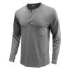 Men's Long Sleeve Basic Pullover Shirt Fashion Casual Stylish Henley Shirts Lightweight Soild Button T-Shirts (XX-Large,Grey) view 1