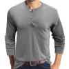 Men's Long Sleeve Basic Pullover Shirt Fashion Casual Stylish Henley Shirts Lightweight Soild Button T-Shirts (XX-Large,Grey) view 2