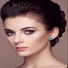 14K Gold Four Leaf Clover Stud Earrings for Women Lucky Flower Jewelry (Green Stripe-White Gold Plated) view 2