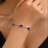 14K Gold Dainty Four Leaf Clover Bracelets for Women Lucky Flower Jewelry (Royal Blue-White Gold Plated) view 2