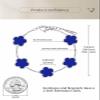 14K Gold Dainty Four Leaf Clover Bracelets for Women Lucky Flower Jewelry (Royal Blue-White Gold Plated) view 3