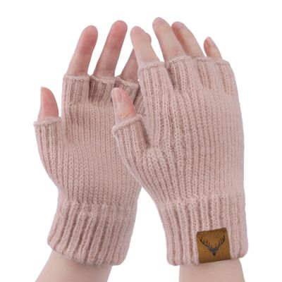 Fingerless Gloves for Women - Winter Warm Knitted Gloves Ladies Thermal Half Finger Mittens for Typing Working Driving