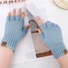 Fingerless Gloves for Women - Winter Warm Knitted Gloves Ladies Thermal Half Finger Mittens for Typing Working Driving view 3