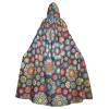 LIXLZH Bohemian Flower Print Hooded Cloak Universal Adult Cape Witch Costume Halloween Costumes Carnival Cloak view 1