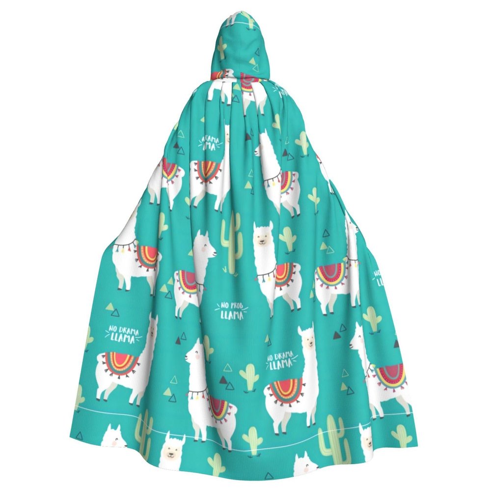 LIXLZH Alpaca Cactus Print Hooded Cloak Universal Adult Cape Witch Costume Halloween Costumes Carnival Cloak