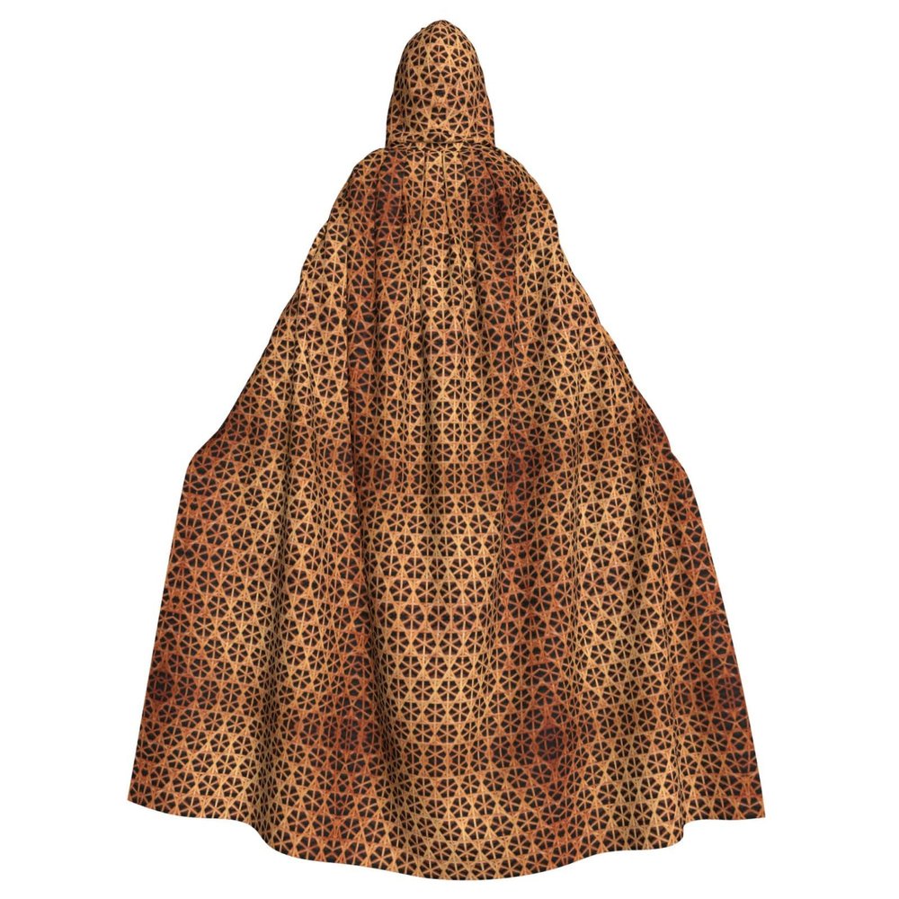 LIXLZH Wicker Woven Grid Print Hooded Cloak Universal Adult Cape Witch Costume Halloween Costumes Carnival Cloak