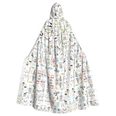 LIXLZH Animal Rabbit Fox Dee Print Hooded Cloak Universal Adult Cape Witch Costume Halloween Costumes Carnival Cloak