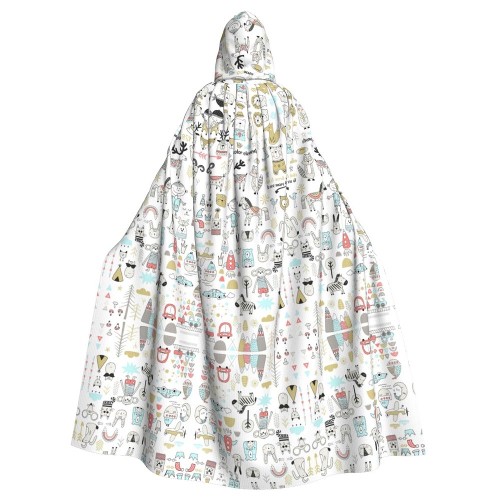 LIXLZH Animal Rabbit Fox Dee Print Hooded Cloak Universal Adult Cape Witch Costume Halloween Costumes Carnival Cloak