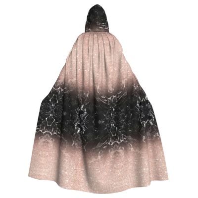 LIXLZH Marble Color Rose Gold Print Hooded Cloak Universal Adult Cape Witch Costume Halloween Costumes Carnival Cloak
