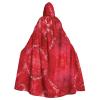 LIXLZH Valentine's Day Reds Heart Flower Print Hooded Cloak Universal Adult Cape Witch Costume Halloween Costumes Carnival Cloak view 1