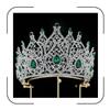 Baroque Rhinestone Crown for Women  Silver Plated with Emerald Green Crystals  Elegant Tiara for Pageant, Quinceaera, Wedding, Prom, Birthday, Costume view 1