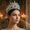 Baroque Rhinestone Crown for Women  Silver Plated with Emerald Green Crystals  Elegant Tiara for Pageant, Quinceaera, Wedding, Prom, Birthday, Costume view 2