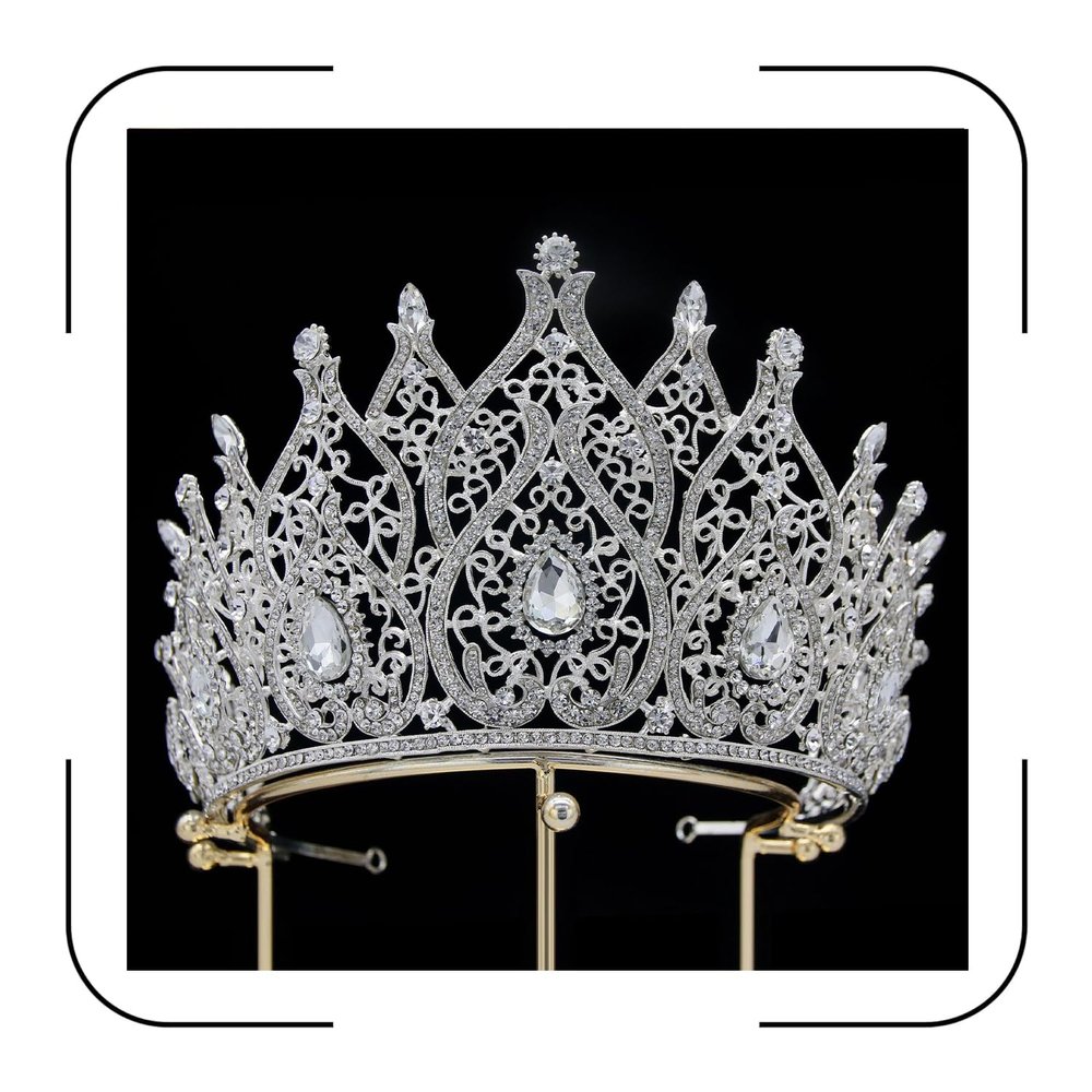 Crystal Queen Crown for Women Tall Wedding Crown for Bride Birthday Prom Princess Quince Tiara for Girls Pageant Crown Large Bridal Headpiece (Silver)