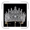 Crystal Queen Crown for Women Tall Wedding Crown for Bride Birthday Prom Princess Quince Tiara for Girls Pageant Crown Large Bridal Headpiece (Silver) view 1