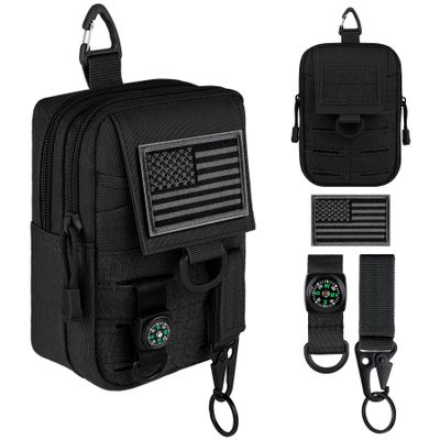 IronSeals Tactical Molle Utility EDC Pouch Nylon Waist Belt Bag Camping Hiking Organizer Pouch Phone Holster for iPhone 17 Pro Max/16 Pro Max/16 Pro/15 Pro Max/14 Pro Max/13 Pro Max/12 Pro Max, Large