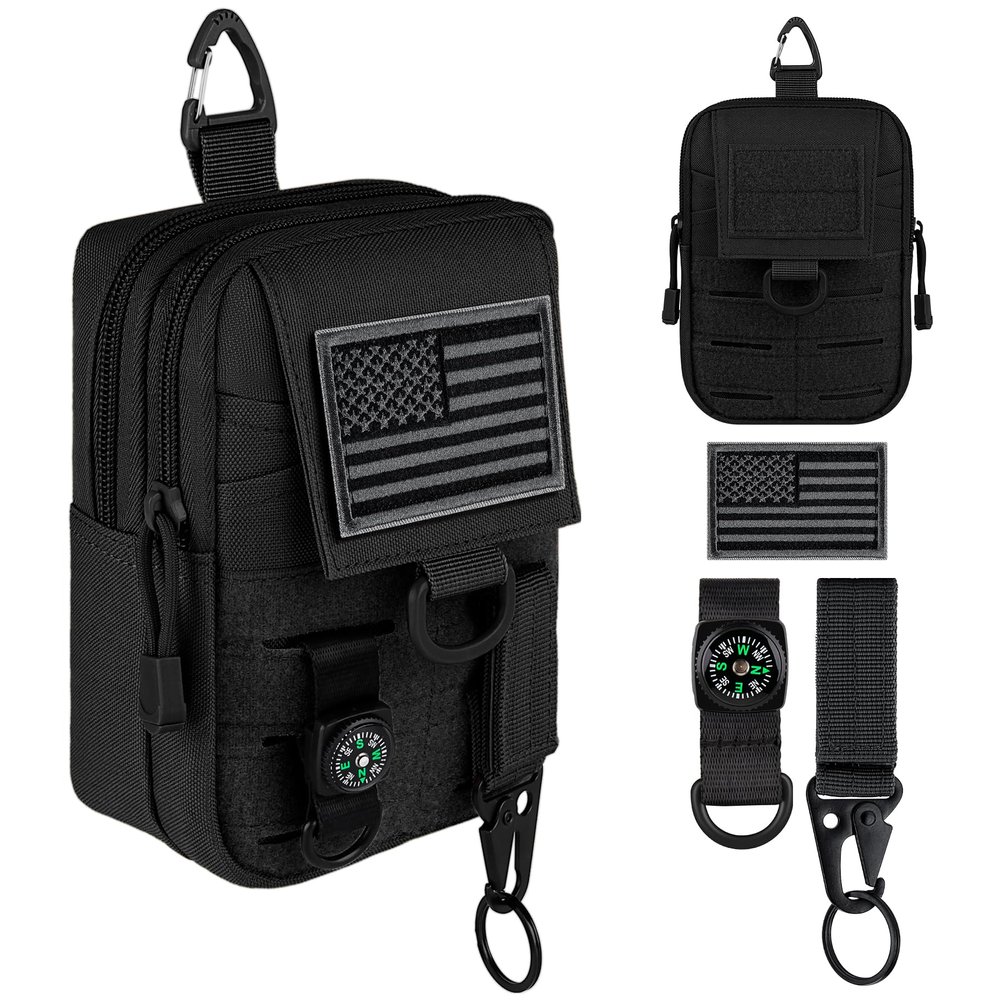 IronSeals Tactical Molle Utility EDC Pouch Nylon Waist Belt Bag Camping Hiking Organizer Pouch Phone Holster for iPhone 17 Pro Max/16 Pro Max/16 Pro/15 Pro Max/14 Pro Max/13 Pro Max/12 Pro Max, Large