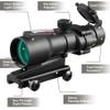 LECPECON 4X Prism Scope Optical Sight Red Fiber Reticle Sights Black (with lencover) view 2
