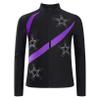 Freebily Kids Girls Figure Ice Skating Training Outerwear Jacket Sparkly Long Sleeve Zipper Ice Skating Top Purple 10 Years