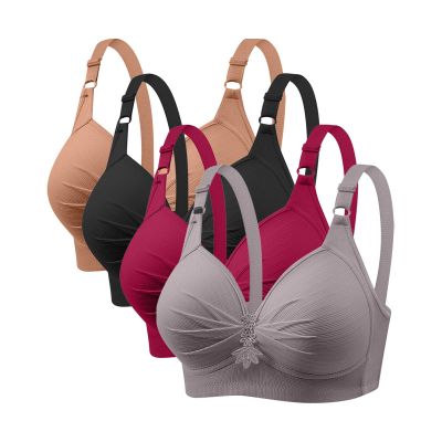 4 Pack Bras for Women 2024 Full Support No Underwire Seamless Wireless Breathable Everyday Bras Plus Size Push Up Bra