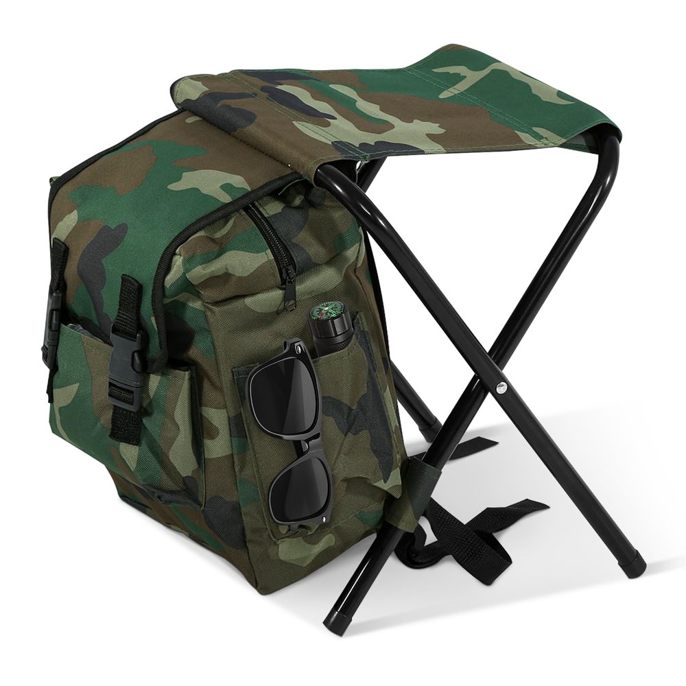 Backpacks with Stool Camping Chair Stool with Bag Camouflage Portable Camping Stool Portable Backpack Chair Ultralight Fishing Backpack Folding Chair Beach Chair Fishing Chair Folding Stool 34 X 29