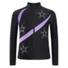 Freebily Kids Girls Figure Ice Skating Training Outerwear Jacket Sparkly Long Sleeve Zipper Ice Skating Top Light Purple 14 Years