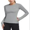 baleaf Women's Thermal Tops Long Sleeve Fleece Lined Running Workout Shirts Athletic Cold Weather Gear Winter Compression Zipper Pocket Light Gray XL