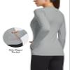 baleaf Women's Thermal Tops Long Sleeve Fleece Lined Running Workout Shirts Athletic Cold Weather Gear Winter Compression Zipper Pocket Light Gray XL view 2