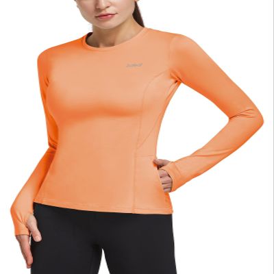 baleaf Thermal Shirts for Women Long Sleeve Fleece Tops Apricot S
