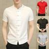 Casual Shirts Traditional Chinese Tang Suit Men Summer Short Sleeve Kung Fu Uniform Grey XL view 2