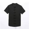 Casual Shirts Traditional Chinese Tang Suit Men Summer Short Sleeve Kung Fu Uniform Grey XL view 3