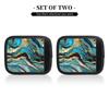 2 Pcs a Set Comfort Neoprene Turquoise Blue Gold Marble Handle Wrap Grips for Travel Bag Luggage Suitcase Door Handle view 2