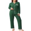 Ekouaer Womens Pajamas Set Long Sleeve Sleepwear Button Down Lounge Set 2 Pieces Soft Nightwear Lace Pjs Set Deep Green view 1