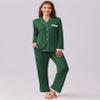 Ekouaer Womens Pajamas Set Long Sleeve Sleepwear Button Down Lounge Set 2 Pieces Soft Nightwear Lace Pjs Set Deep Green view 2