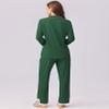 Ekouaer Womens Pajamas Set Long Sleeve Sleepwear Button Down Lounge Set 2 Pieces Soft Nightwear Lace Pjs Set Deep Green view 3