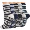 Toes Home Fuzzy Socks Men with Grips, Winter Fluffy Slipper Socks Hospital Cozy Warm Non-slip Thick 5 Pairs view 1