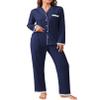 Ekouaer Womens Pajamas Set Long Sleeve Sleepwear Button Down Lounge Set 2 Pieces Soft Nightwear Lace Pjs Set Navy Blue view 1