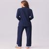 Ekouaer Womens Pajamas Set Long Sleeve Sleepwear Button Down Lounge Set 2 Pieces Soft Nightwear Lace Pjs Set Navy Blue view 3