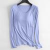 Womens Long Sleeve Shirts with Built-in Bra Padded Crewneck Yoga Workout Tops Soft Stretch Athletic Basic T-Shirts view 4