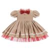 IDOPIP Christmas Dress for Toddler Baby Girls Puff Sleeve Tutu Dress Princess Holiday Ruffle Tulle Dress Birthday Cake Smash Photo Shoot Outfit Mock Neck Elegant Baptism Mesh Dress Khaki 12-18 Months view 1
