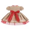 IDOPIP Christmas Dress for Toddler Baby Girls Puff Sleeve Tutu Dress Princess Holiday Ruffle Tulle Dress Birthday Cake Smash Photo Shoot Outfit Mock Neck Elegant Baptism Mesh Dress Khaki 12-18 Months view 2