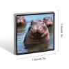 Personalized Button Badge,Cute Hippos Print Memorial Pin,Square Pin Brooches for Clothing Bags Jackets Accessories view 2
